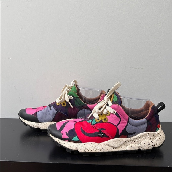 Flower Mountain Jin Lee Pampas Chance Sneakers lace up Pink Red Canvas US7.5 - Picture 2 of 14